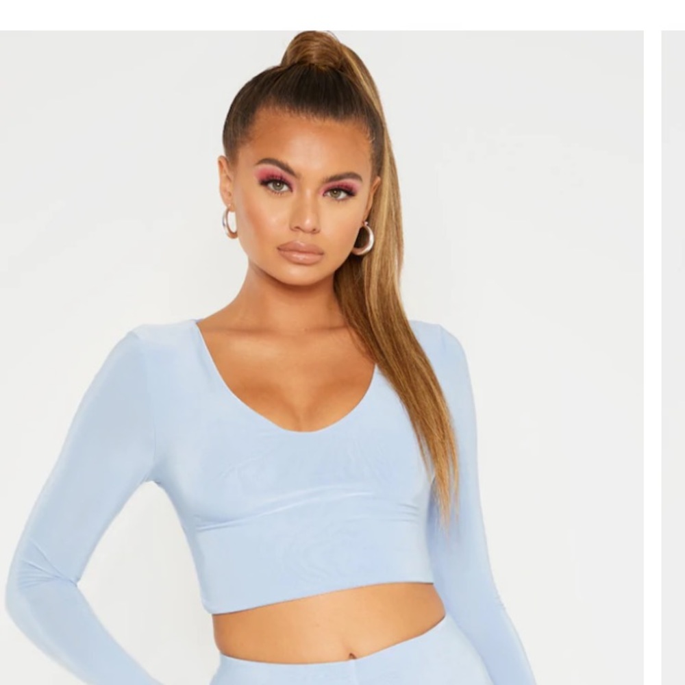 Pretty Little Thing Baby Blue Crop Top NWT